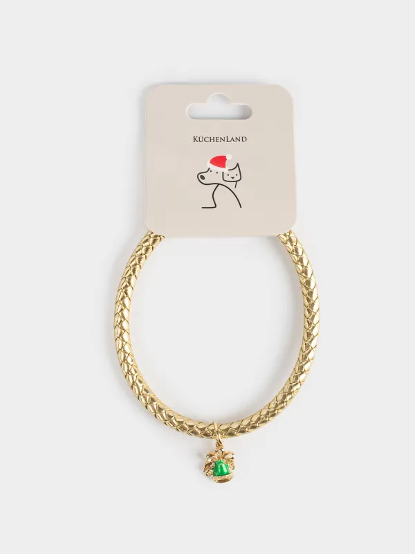 Ошейник для животных, 27/35 см, декоративный, полиуретан/металл, золотистый, Golden pet, image-6