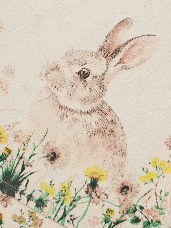 Полотенце кухонное, 40х60 см, 2 шт, хлопок, бежевое, Кролик и цветы, Rabbit in flowers, image-1