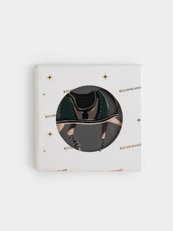 Подставка под кружку, 11х11 см, квадратная, керамика/пробка, темно-серая, Лошадь, Warhorse, image-4