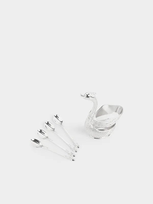 Ложка десертная, 12 см, 4 шт, в подставке, сталь, Лебедь, Swan, image-2
