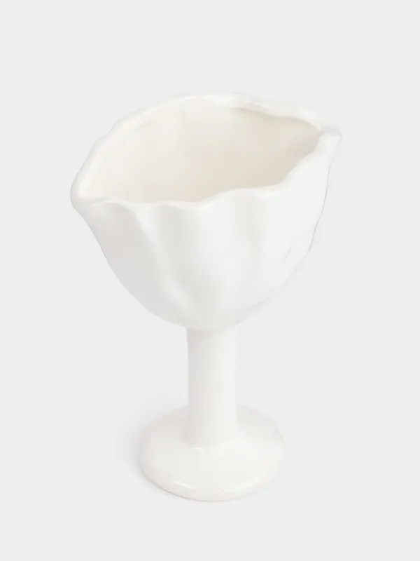 Креманка, 15 см, 200 мл, керамика D, молочная, Мятый эффект, Crumple, image-1