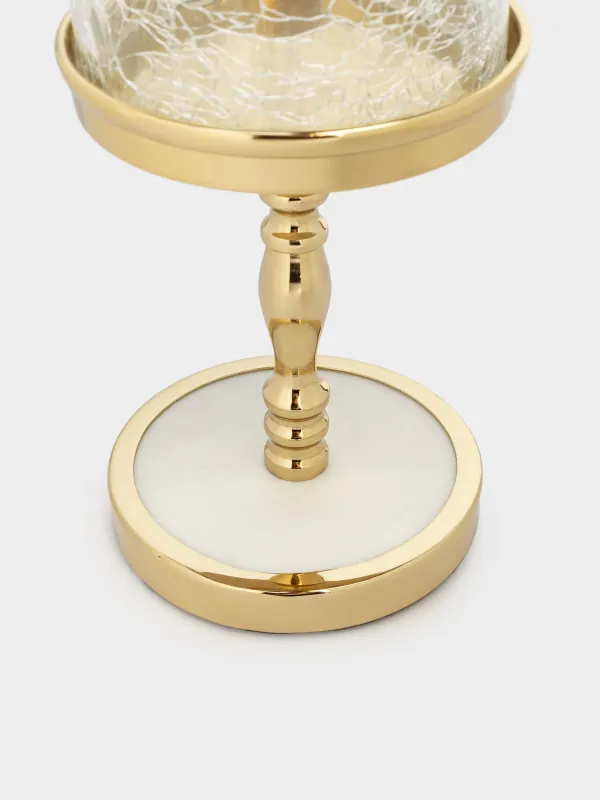 Подсвечник, 30 см, для одной свечи, на ножке, металл/стекло, золотистый, Кракелюр, Fantastic ice, image-4