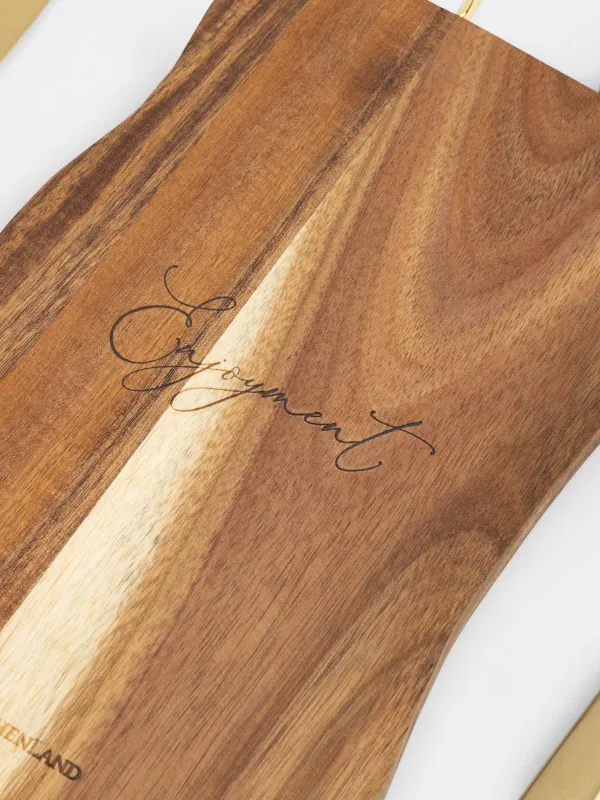 Доска разделочная, 19х34 см, с ручкой, с ножами, дерево/сталь, фигурная, Enjoyment, Noble tree, image-1