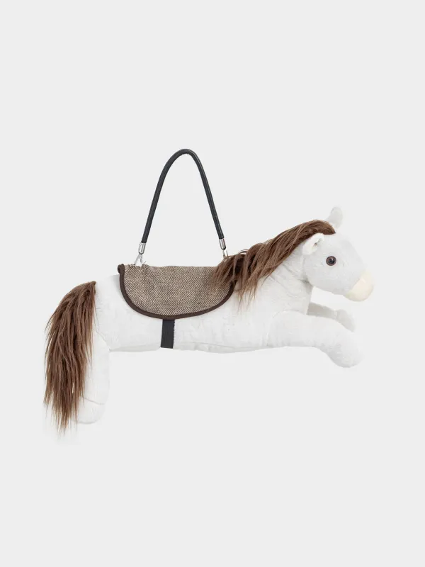Игрушка, 60х30 см, мягкая, с ручкой, плюш, бежевая, Лошадь, Horse cute, image-3