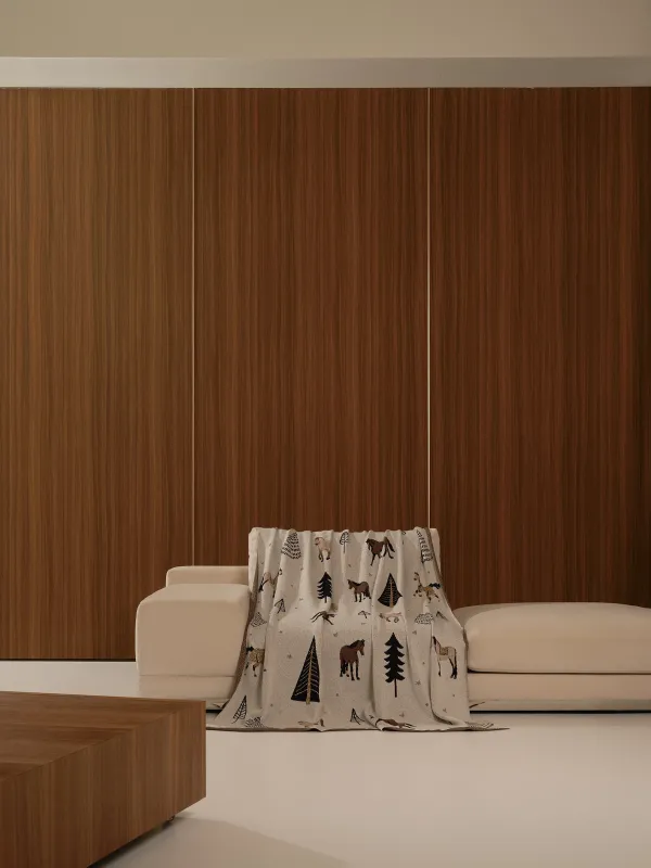 Плед, 130х170 см, хлопок/люрекс, белый, Лошади и елки, Forest horse, image-6