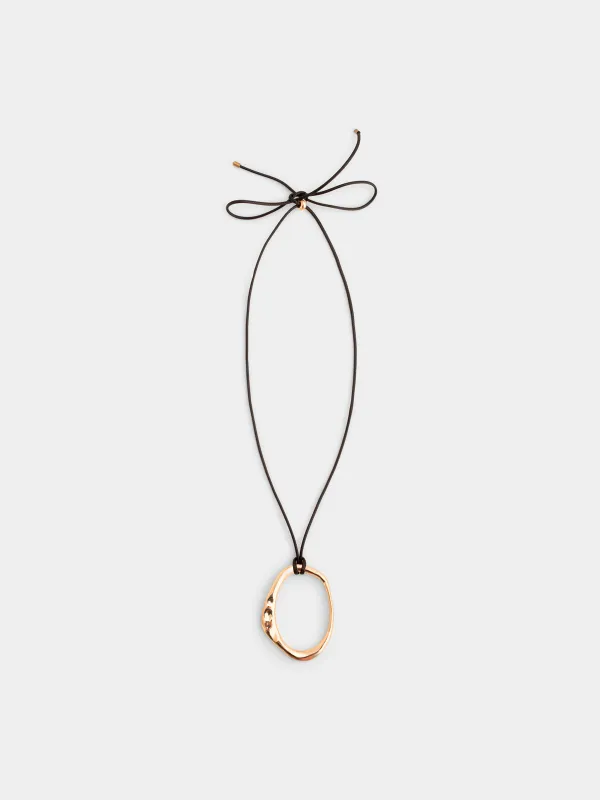 Цепочка-шнурок, 90 см, с подвеской, нейлон/металл, золотистая, Jewelry, image-0