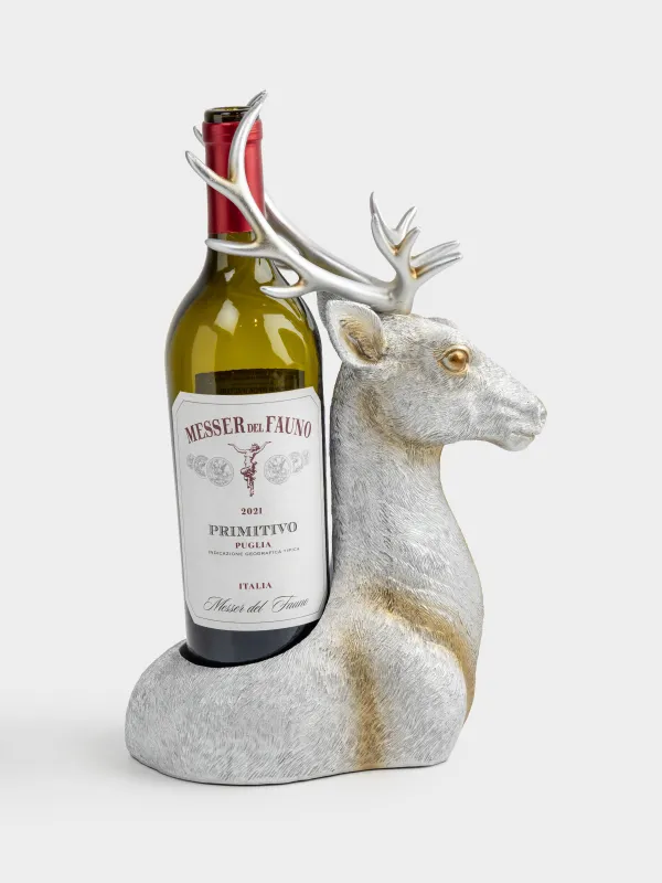 Подставка для бутылки, 12х33 см, полирезин, серебристая, Олень, Arctic deer, image-3