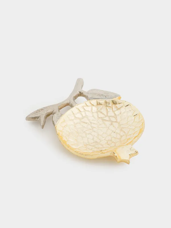 Блюдо декоративное, 10x12 см, Гранат на ветке, Pomegranate gold, image-1