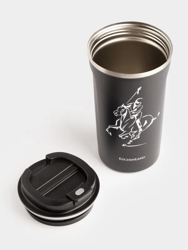 Термокружка, 500 мл, сталь/пластик, черная, Конное поло, Coffee time, image-3