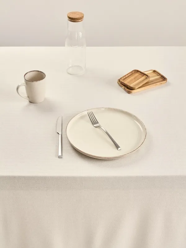 Скатерть, 160х160 см, с бахромой, хлопок, молочно-бежевая, Framed, image-1