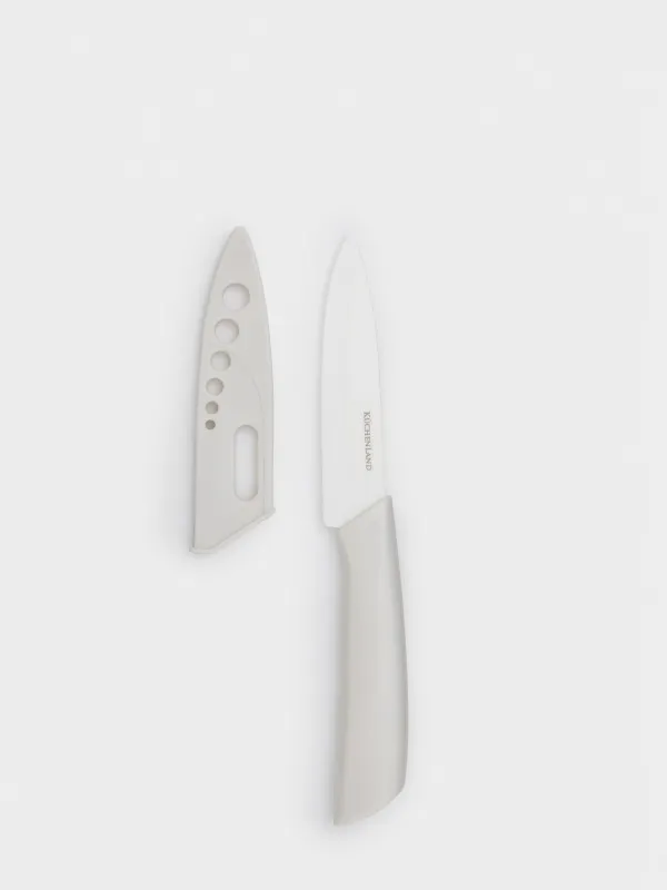 Нож для чистки овощей, 10 см, с чехлом, керамика/пластик, молочный, Regular, image-0