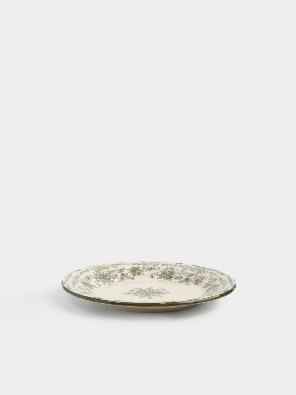 Тарелка обеденная, 28 см, фарфор P, молочная, Зеленые цветы, Green lace, image-3