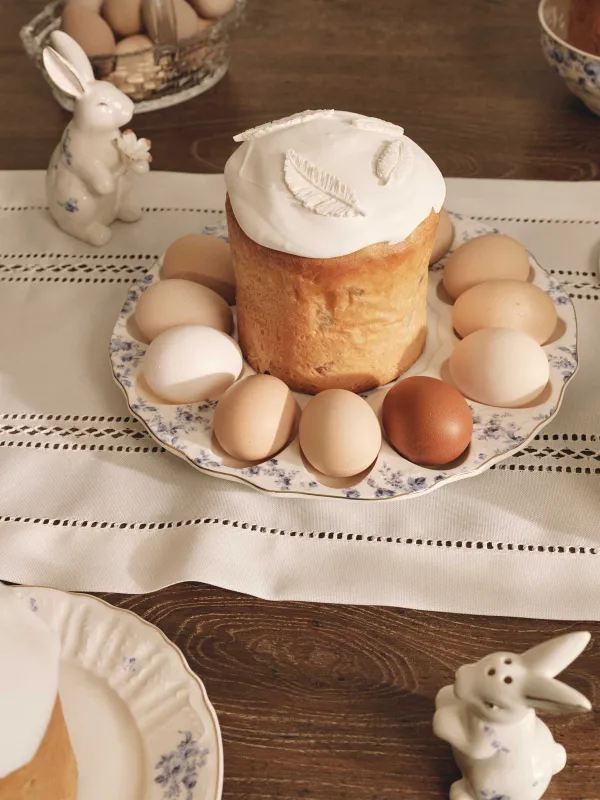 Блюдо пасхальное, 28 см, 12 отд, фарфор F, с золотистым кантом, Цветы гжель, Tradition Easter, image-6