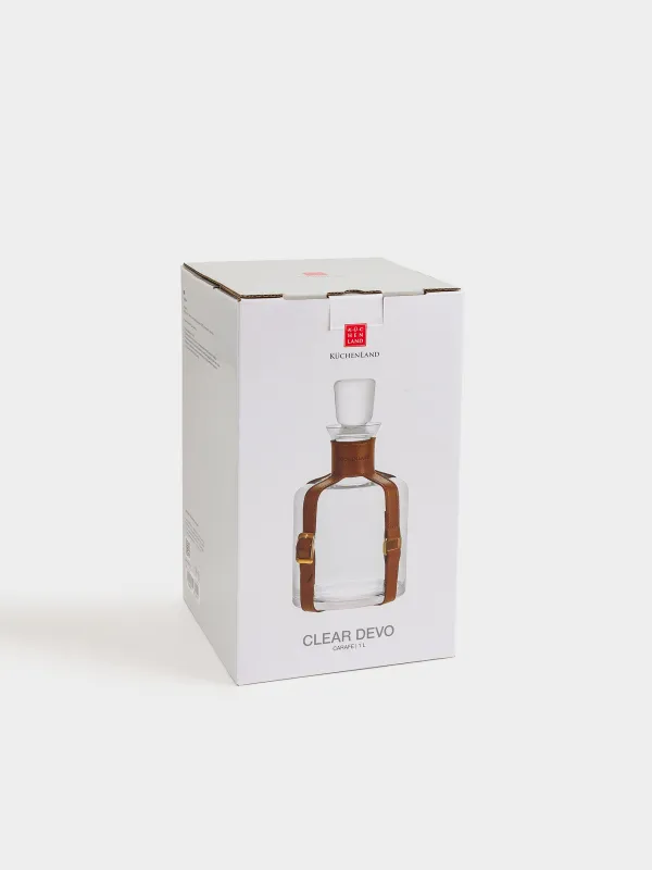 Графин, 1 л, стекло/искусственная кожа, Clear devo, image-4