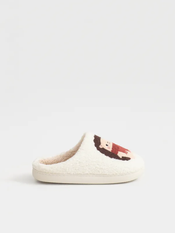 Тапочки женские, домашние, искусственный мех, молочные, Ежики, Needed, image-0