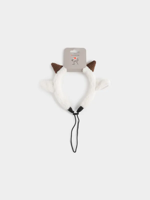 Меховой ободок для животных Рога овечки, Christmas pet, image-3