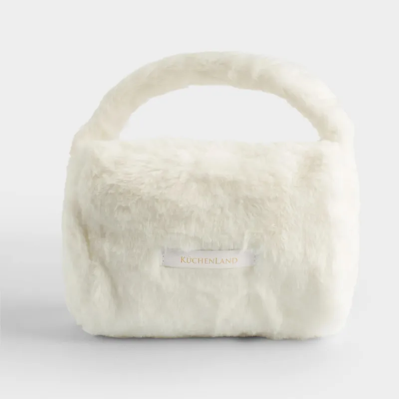 Косметичка, 19х21 см, с ручкой, полиэстер, молочная, Beauty plush