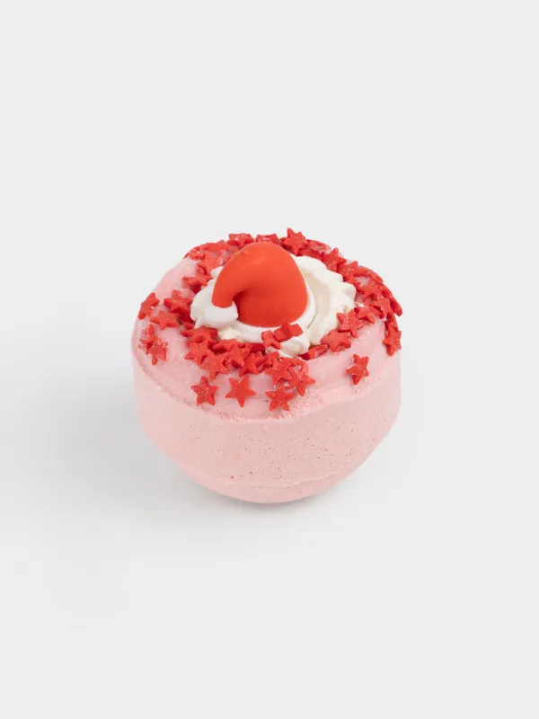 Бомбочка для ванны, 130 гр, с игрушкой, розовая, Малина, Шапка Санты, Christmas spa, image-3