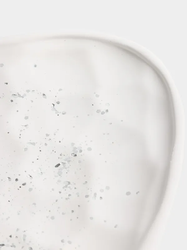 Блюдо декоративное, 27х21 см, гипс/блестки, бело-серебристое, Мятый эффект, Antic silver, image-3