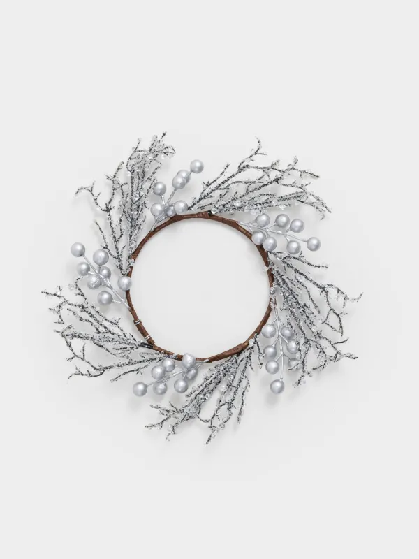 Венок декоративный, 14/30 см, пластик/пенопласт, Серебристые кристаллы, Crystal decor, image-0