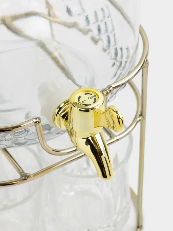 Набор для напитков, 4 перс, 5 пр, диспенсер на подставке, золотистый, стекло/металл, Regale, image-8