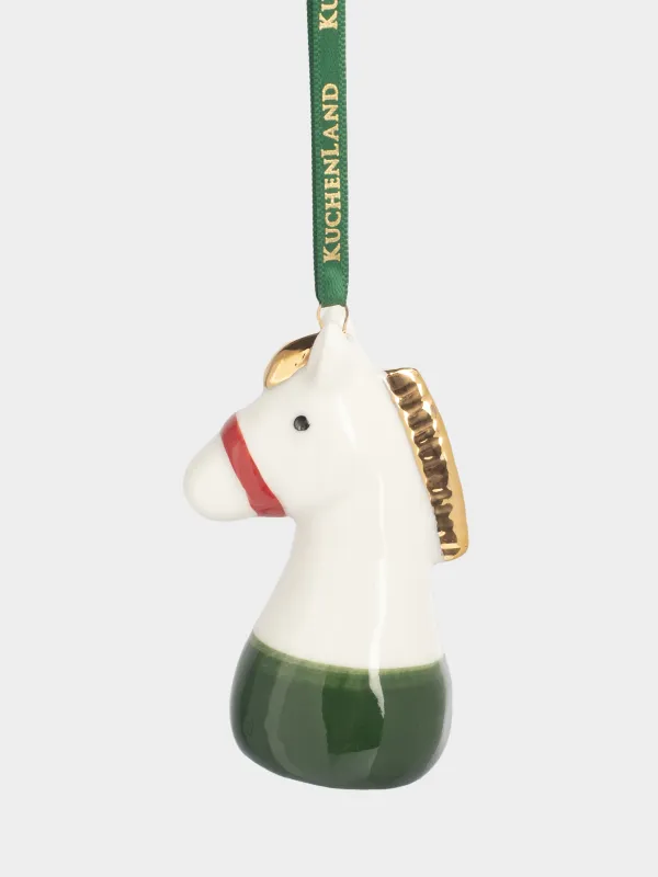 Игрушка елочная, 8 см, фарфор P, молочная, Лошадка, Figure christmas, image-0