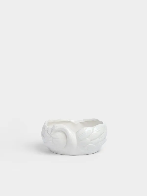 Конфетница, 16х7 см, керамика D, белая, Лебедь, Swan, image-0