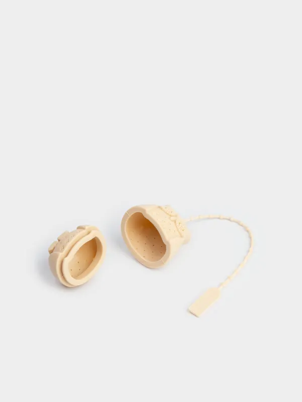 Сито для заваривания чая, 19 см, силикон, бежевое, Сова, Owl, image-3