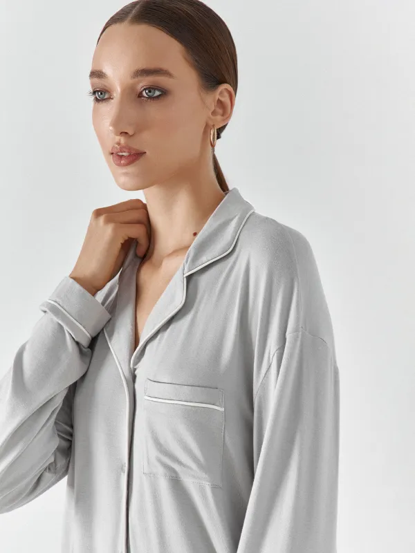 Рубашка с длинным рукавом, серая, Lucy, image-2