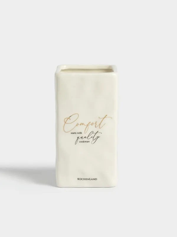 Подставка для кухонных принадлежностей, 15 см, керамика D, молочная, Мятый эффект, Crumple kitchen, image-0