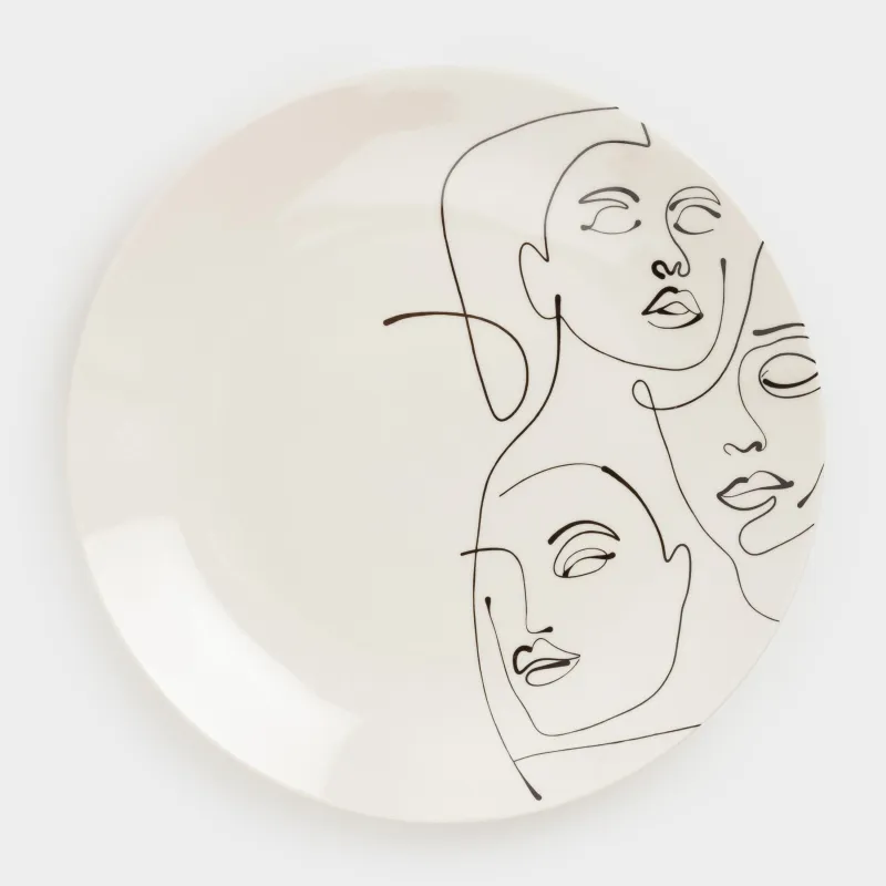 Тарелка закусочная, 23 см, 2 шт, фарфор N, молочная, Абстрактные лица, Face, image-2