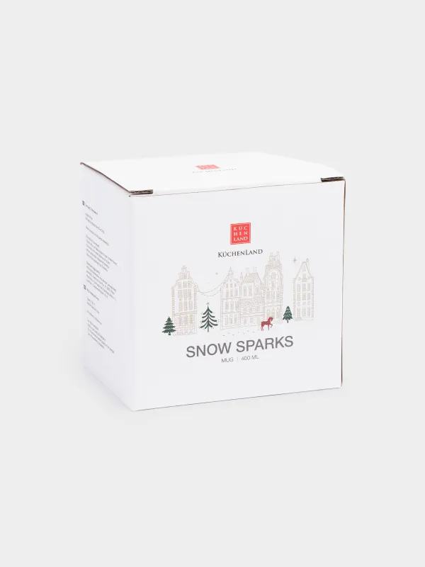 Кружка, 390 мл, фарфор N, молочно-золотистая, Домики и лошадь, Snow sparks, image-5