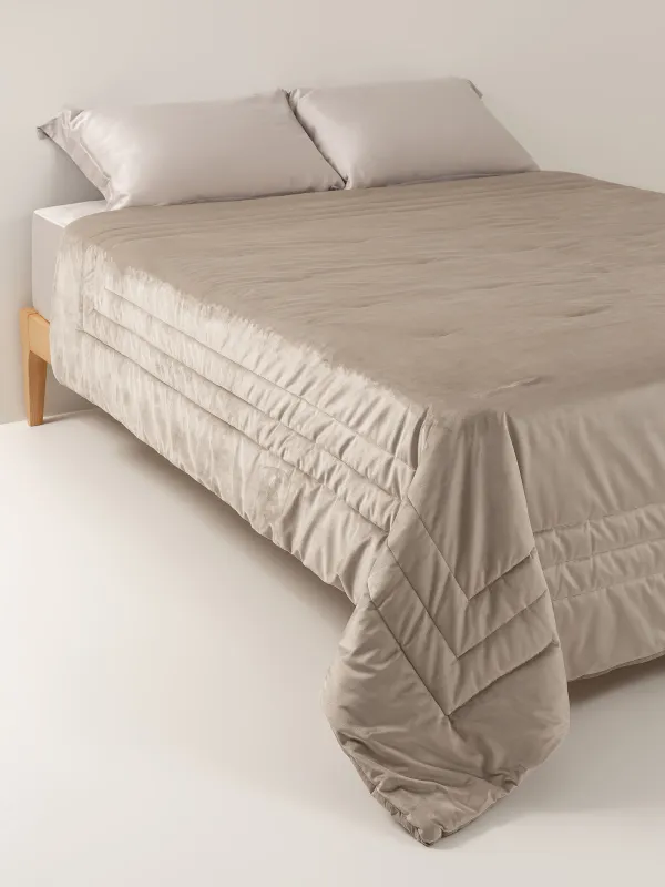 Покрывало, 220х240 см, стеганое, вельвет/микрофибра, бежевое, Рамка, Stitch velvet, image-0