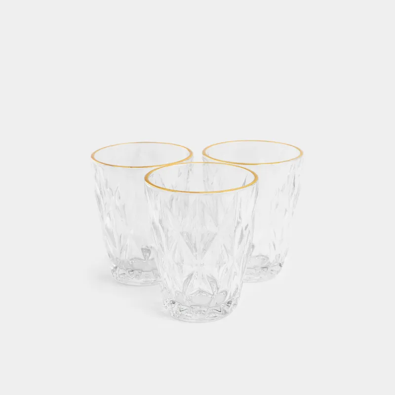 Стакан, 270 мл, 6 шт, с золотистым кантом, Rhomb gold