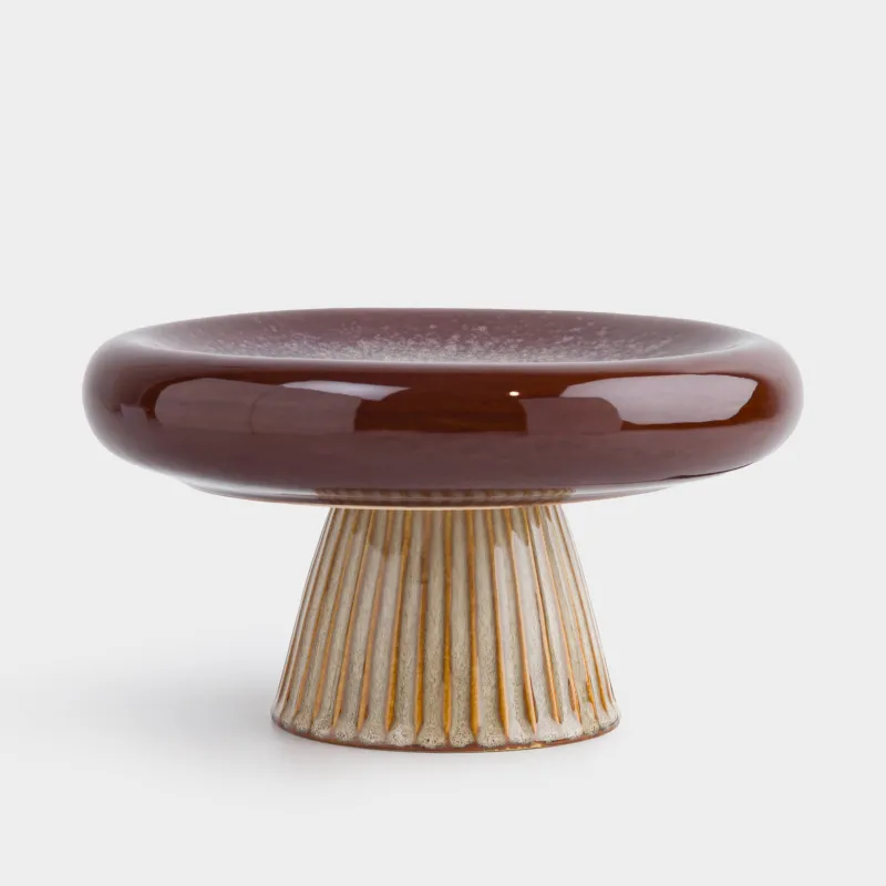 Блюдо на ножке, 22х12 см, фарфор P, молочно-коричневое, Гриб, Colors autumn