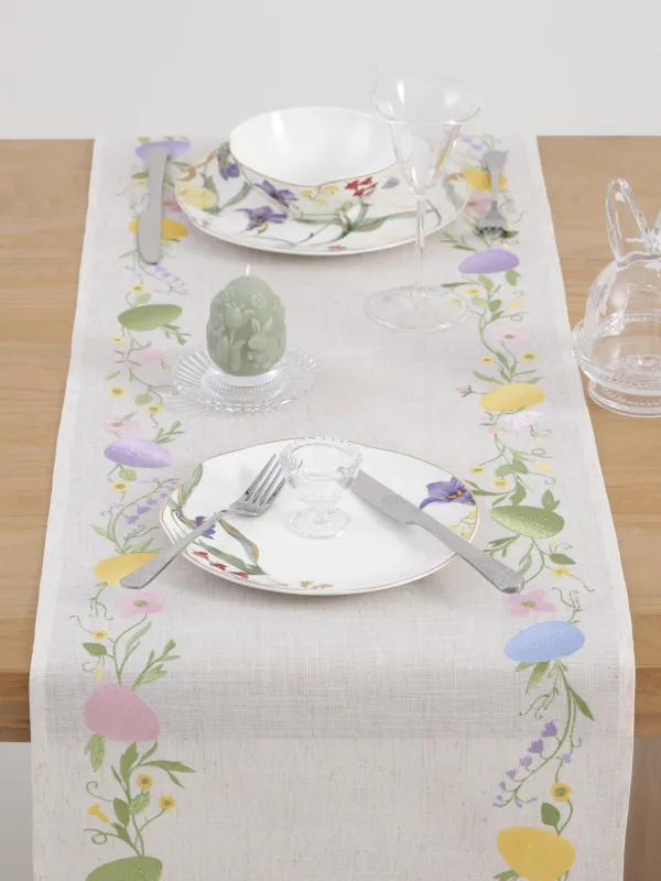 Дорожка настольная, 40х160 см, полиэстер/лен, бежевая, Пасхальные яйца, Easter, image-3