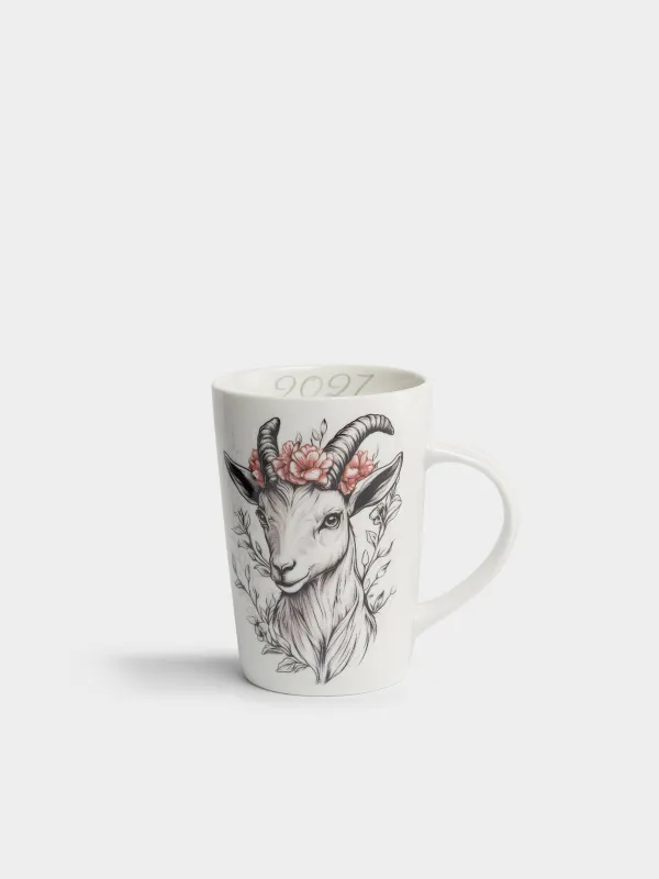 Кружка, 420 мл, Коза в венке, Goat in flowers, image-0