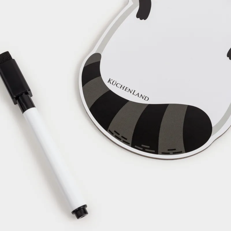 Доска магнитная для записей, 18х10 см, с маркером, пластик, бело-серая, Енот, Raccoon, image-2