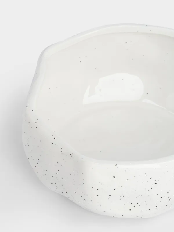 Ваза для фруктов, в крапинку, молочная, Crumple speckled, image-2