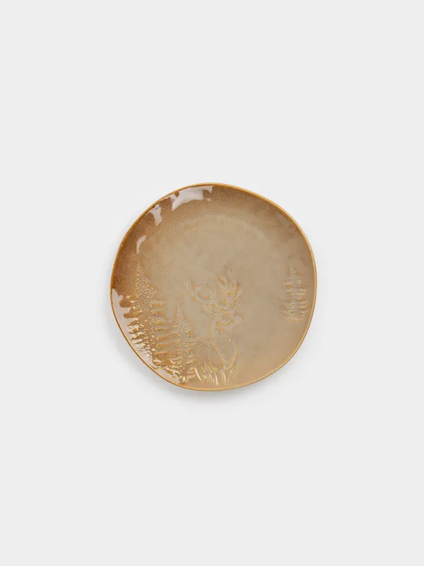 Тарелка закусочная, 22 см, Олень в лесу, Snowy forest, image-0