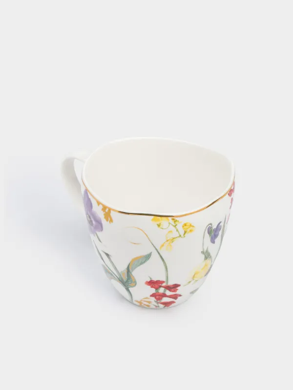Кружка, 360 мл, фарфор N, белая, с золотистым кантом, Цветы, Night flower, image-2