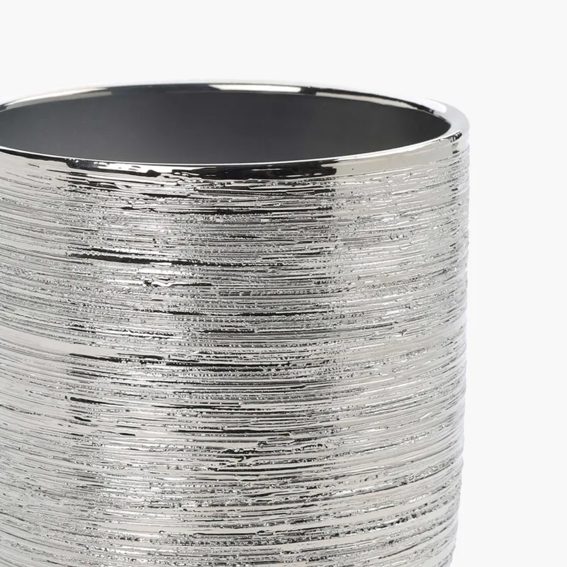 Кашпо, 14х14 см, керамика, серебристое, Galore, image-1