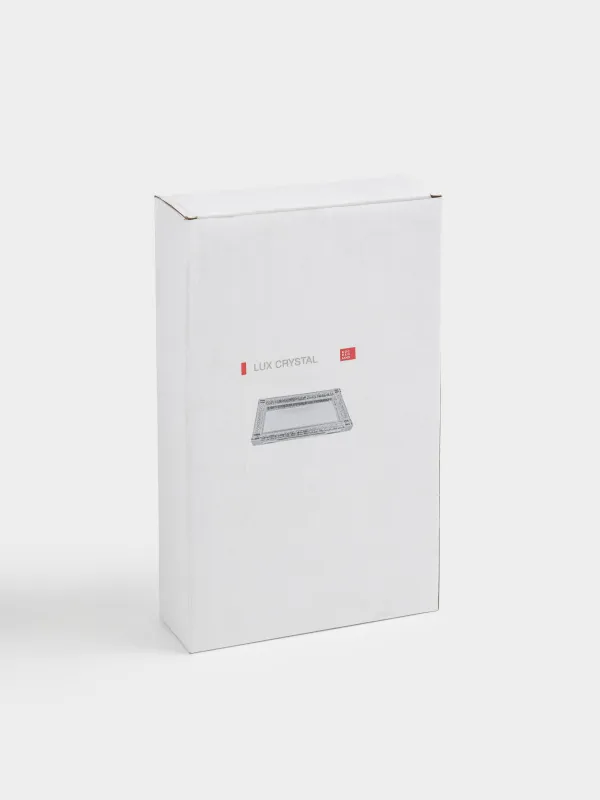 Поднос, 25х14 см, кристальное стекло/стразы, прямоугольный, Серебристые кристаллы, Lux crystal, image-4