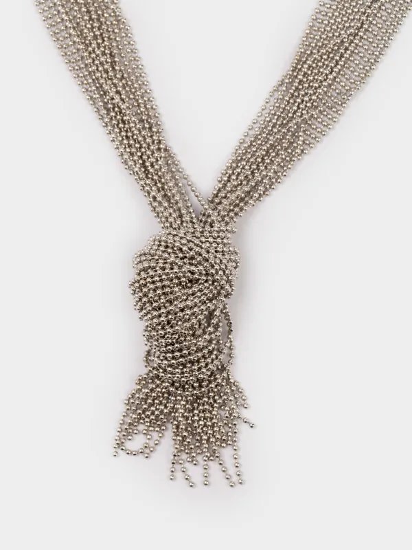 Колье, 1 м, металл, серебристое, Узел, Jewelry knot, image-2