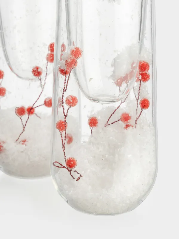 Бокал для шампанского, 2 шт, с ветками и красными ягодами, Air decor, image-3