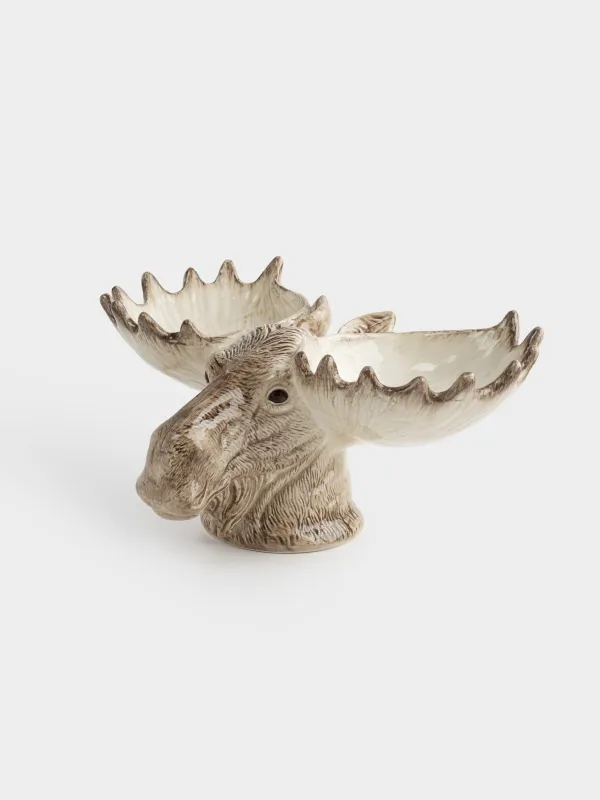 Менажница, 32х16 см, 2 отд, керамика, молочно-коричневая, Лось, Moose story, image-1