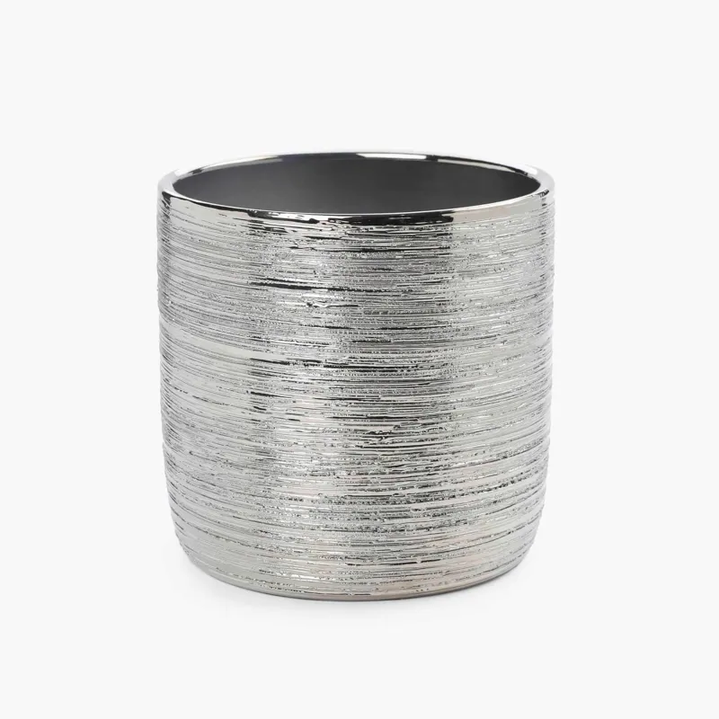 Кашпо, 14х14 см, керамика, серебристое, Galore