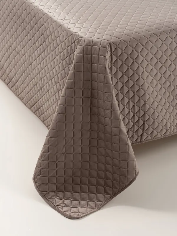 Покрывало, 240х260 см, стеганое, вельвет/микрофибра, коричневое, Lavender, Stitch velvet, image-4