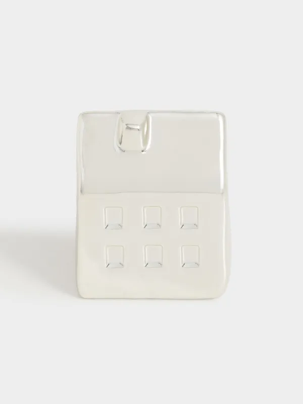 Емкость для соли или перца, 8 см, фарфор P, молочно-серебристая, Дом, House shape, image-3