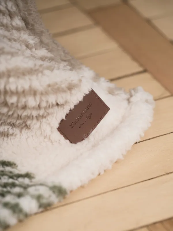 Плед, 130х170 см, шерпа, бежево-зеленый, Клетка, Hazel, image-3